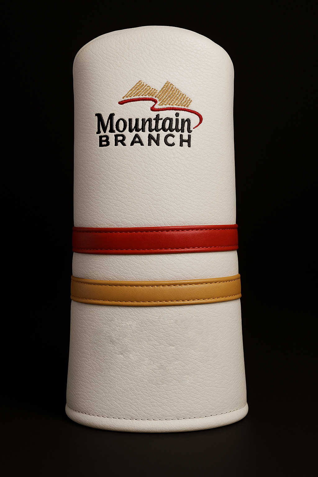 White sleeve with red and brown accents and 'Mountain Branch' logo on a black background