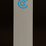 Rectangular gray alignment stick cover with a blue logo on a black background