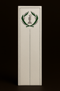 Decorative panel with emblem on a black background